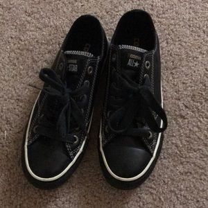 Converse Black Leather All Star NWOT